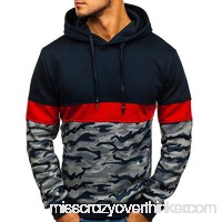 AMOFINY Men's Tops Camouflage Button Pullover Long Sleeve Hooded Sweatshirt Blouse Dark Blue B07P9Y275S